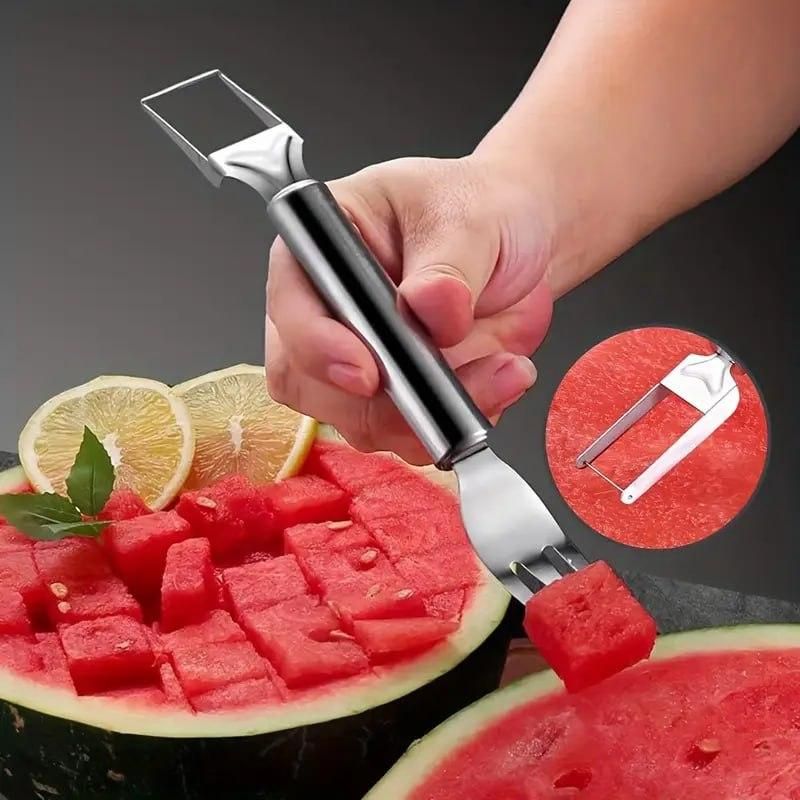 Watermelon Fork Cutter Slicer Tool, 2-in-1 Stainless Steel Fruit Cutter (Pack of 1)
