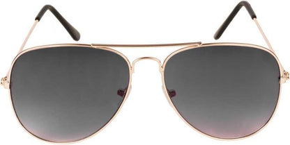Unisex Black Golden Aviator Sunglass